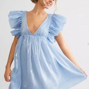 NWT Storia Deep V-Neck Sheen Mini Dress